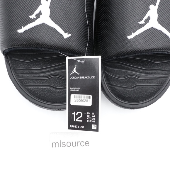 NEW Size 12 Men's Jordan Break Slide Sandals AR6374-010 Black/White - Picture 8 of 8